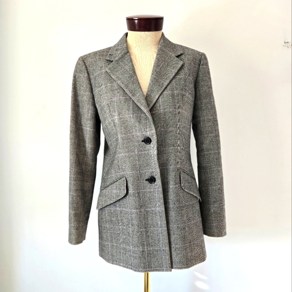 AQUASCUTUM LONDON British Luxury 100% Wool Grey Women's Blazer. Size 10